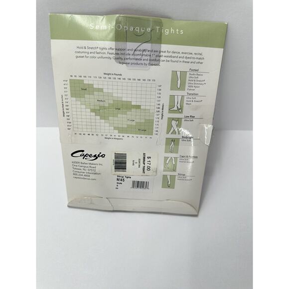 Women's Tights Size Small Capezio Hold and Stretch Stirrup Suntan N145 - Picture 2 of 5